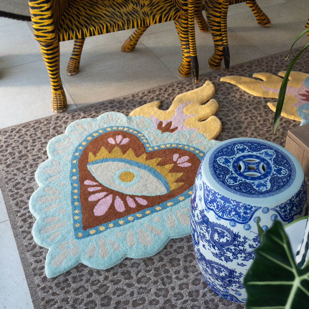 Pale Aqua Corazón Rug - Wool Scared Heart Rug South Africa