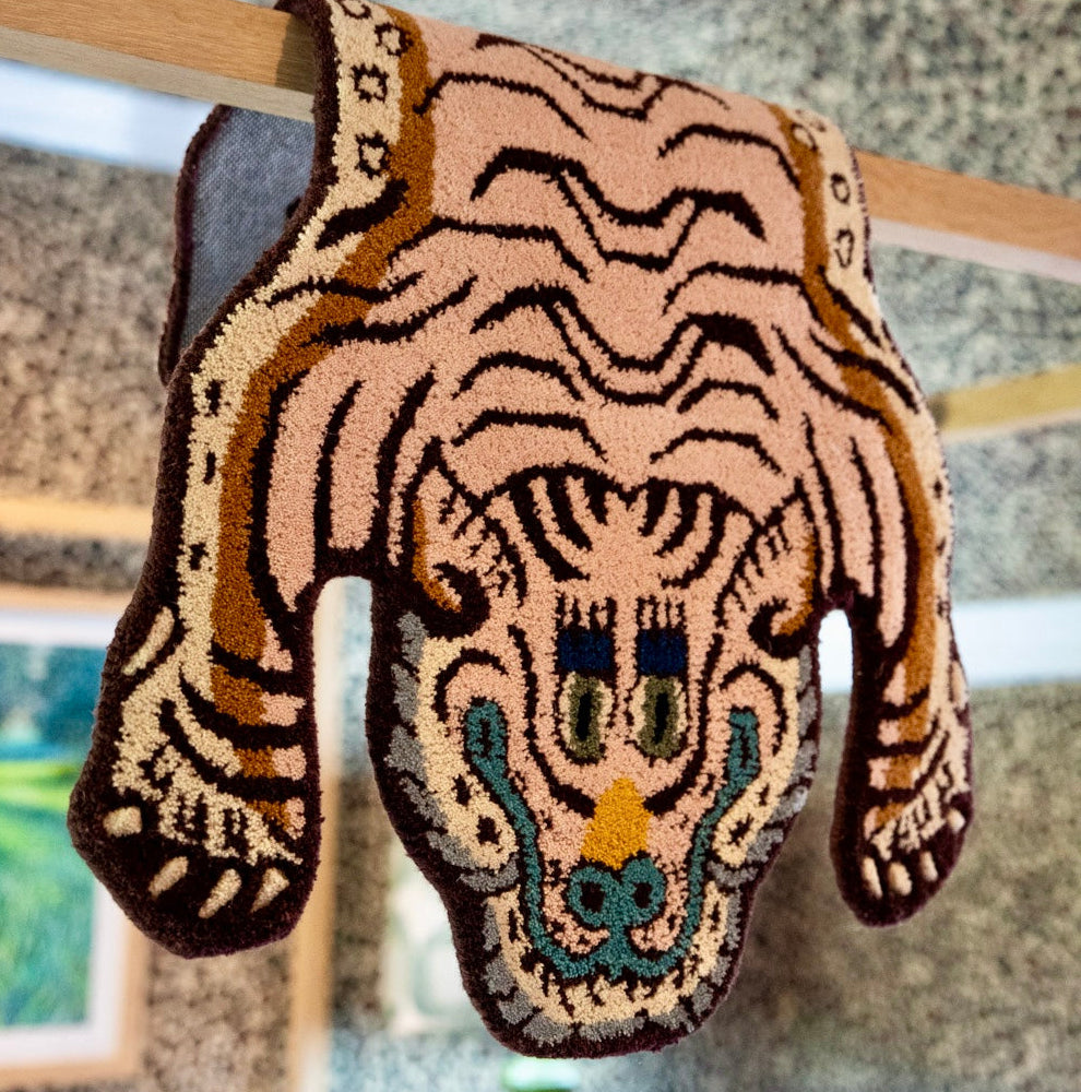 Mini Pink Tibetan Tiger Rug - Wool Tiger Rug South Africa