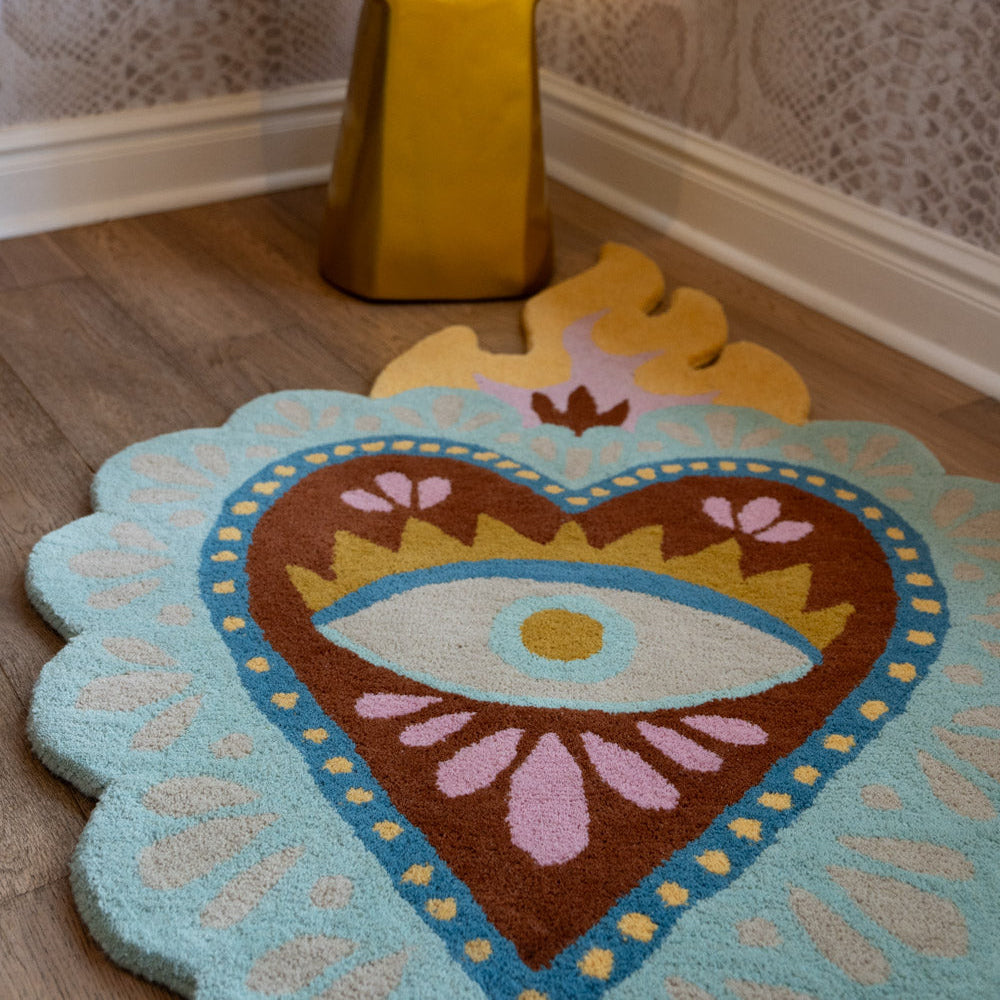 Pale Aqua Corazón Rug - Wool Scared Heart Rug South Africa