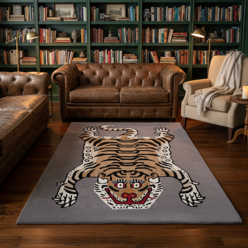 Limited Edition: Grey Tibetan Tiger Rug - Wool Tiger Rug South Africa