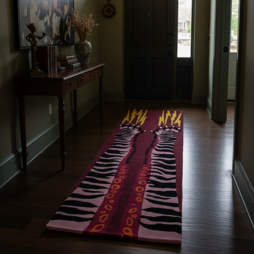 hand-tufted wool runner rug with tiger design south africa