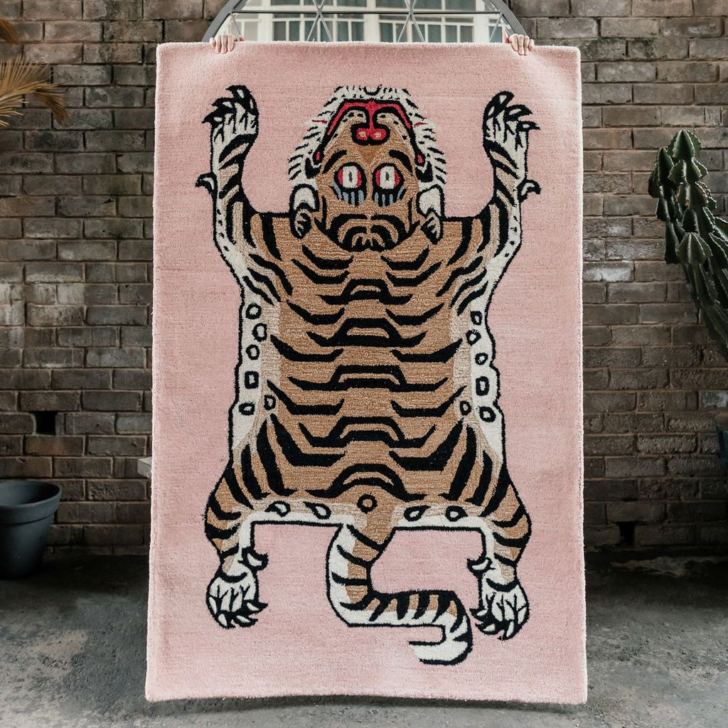 Blush Pink Tibetan Tiger rug hand tufted wool South Africa