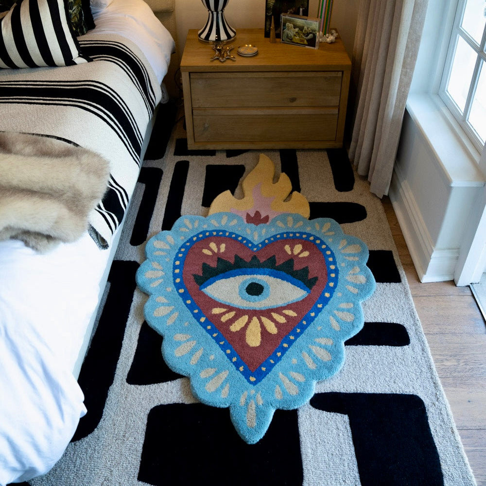 Blue Corazón Rug - Wool Sacred Heart Rug South Africa