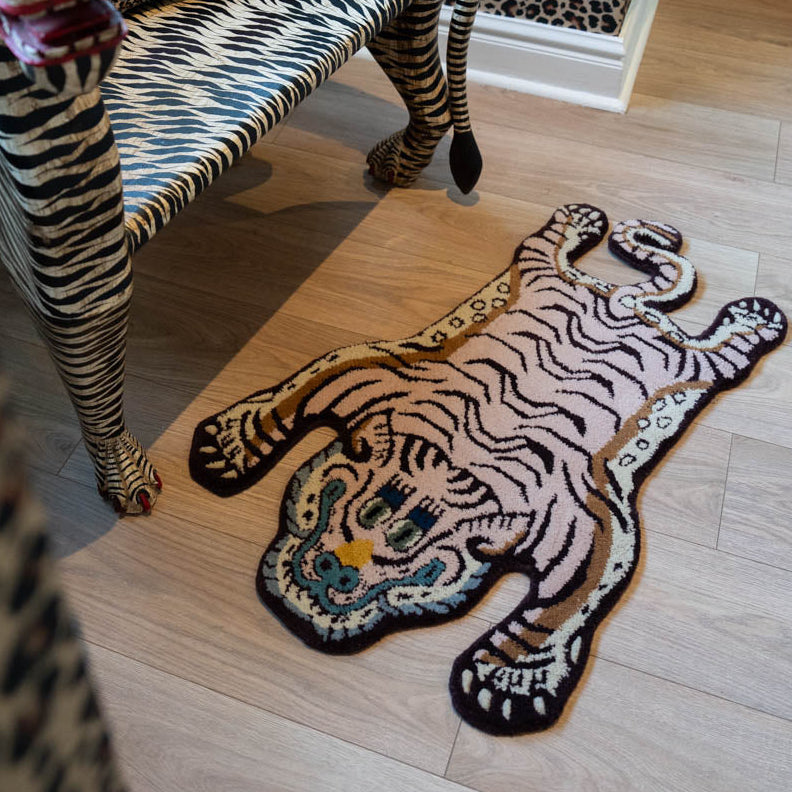Mini Pink Tibetan Tiger Rug - Wool Tiger Rug South Africa