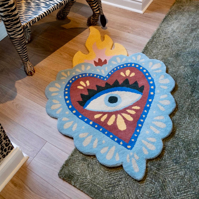 Blue Corazón Rug - Wool Sacred Heart Rug South Africa