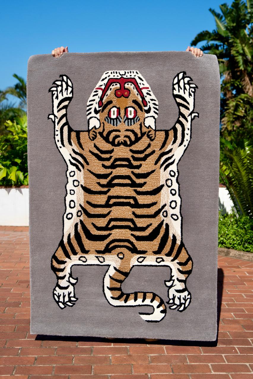 SAPEur TIBETAN TIGER RUG サプール ラグ グレー Grey Tibetan Tiger Rug - Wool Tiger Rug South Africa