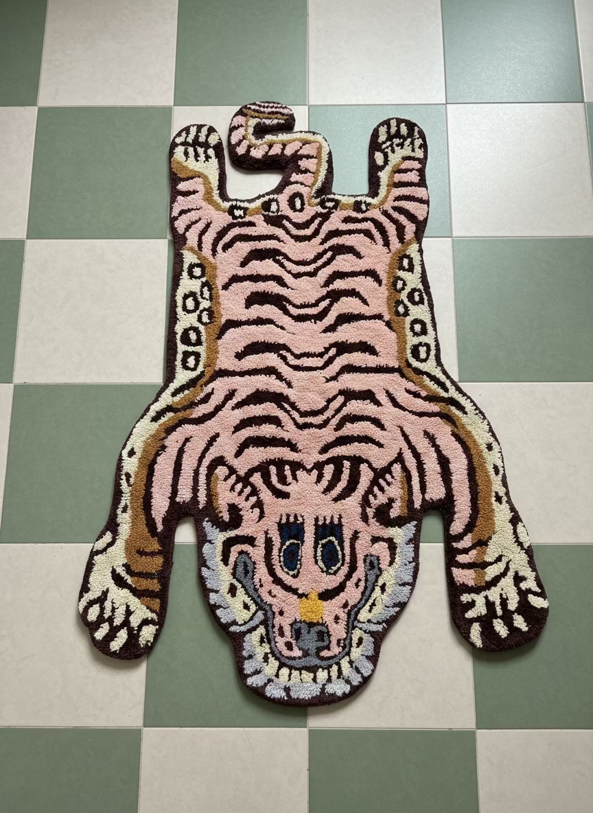 Vintage Fade Mini Tibetan Tiger Rug - Wool Tiger Rug South Africa