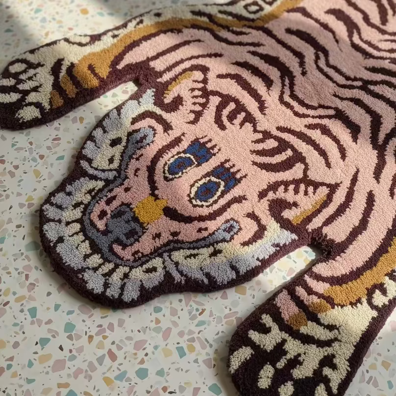 blush pink hand tufted wool tibetan tiger rug south africa