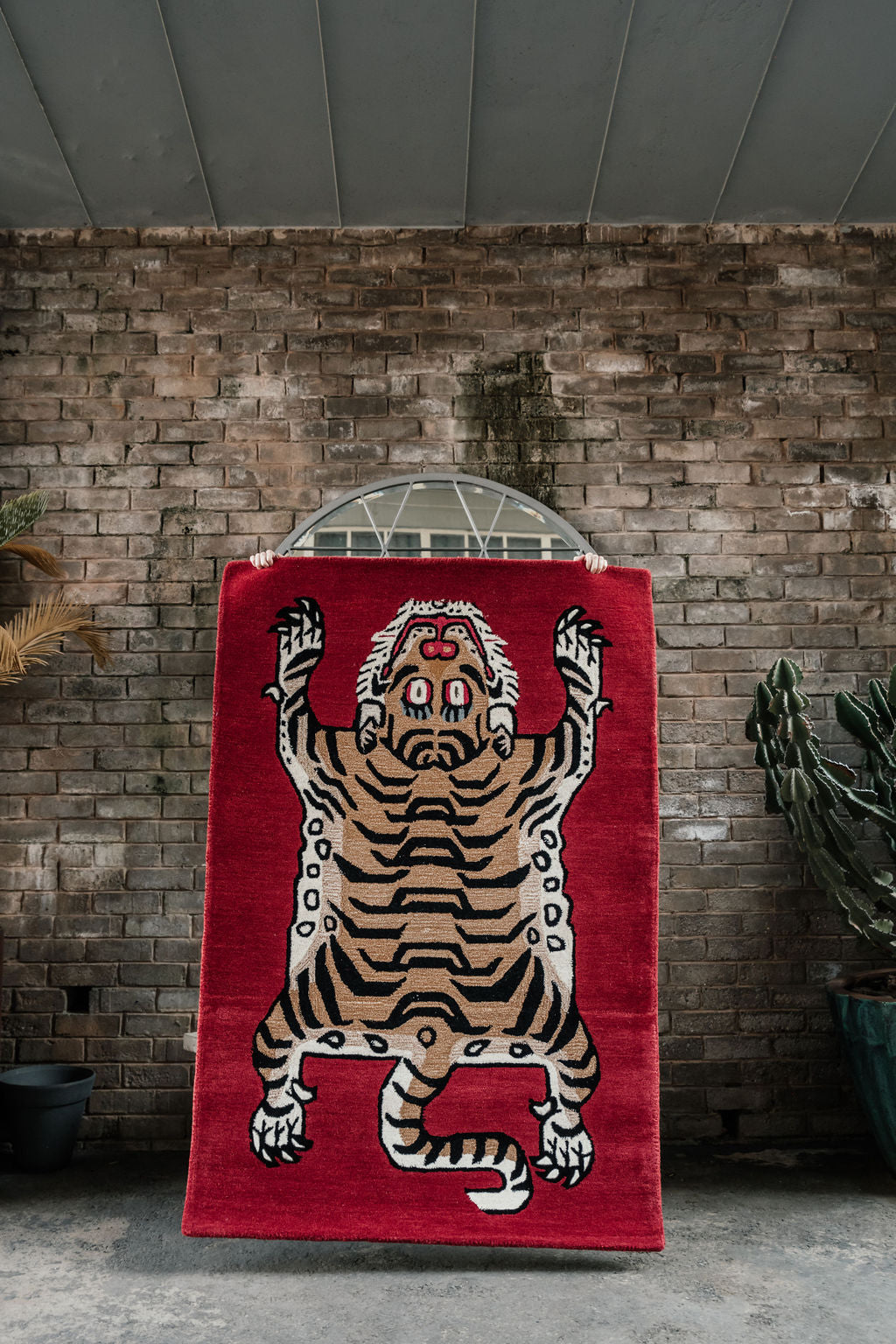 Maroon Tibetan Tiger rug hand tufted wool South Africa