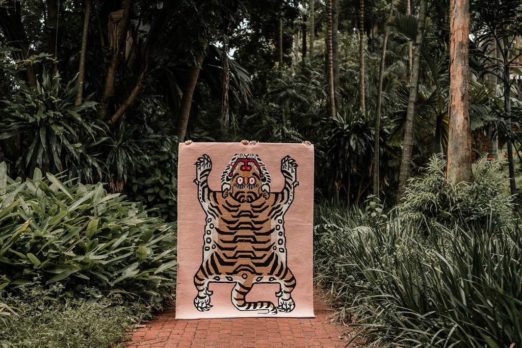 Buy Extra Large Tibetan Tiger Rug (Blush Pink) - Wool Tiger Floor