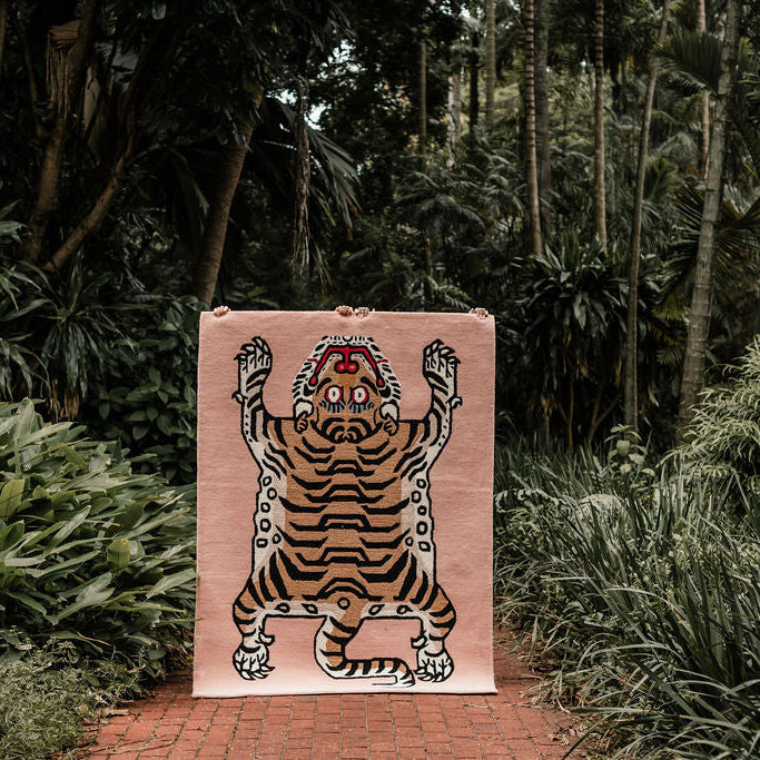 Blush Pink Tibetan Tiger rug hand tufted wool South Africa