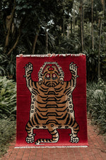 Load image into Gallery viewer, Maroon Tibetan Tiger Rug
