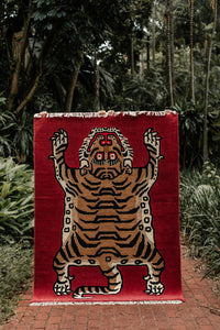 Maroon Tibetan Tiger Rug