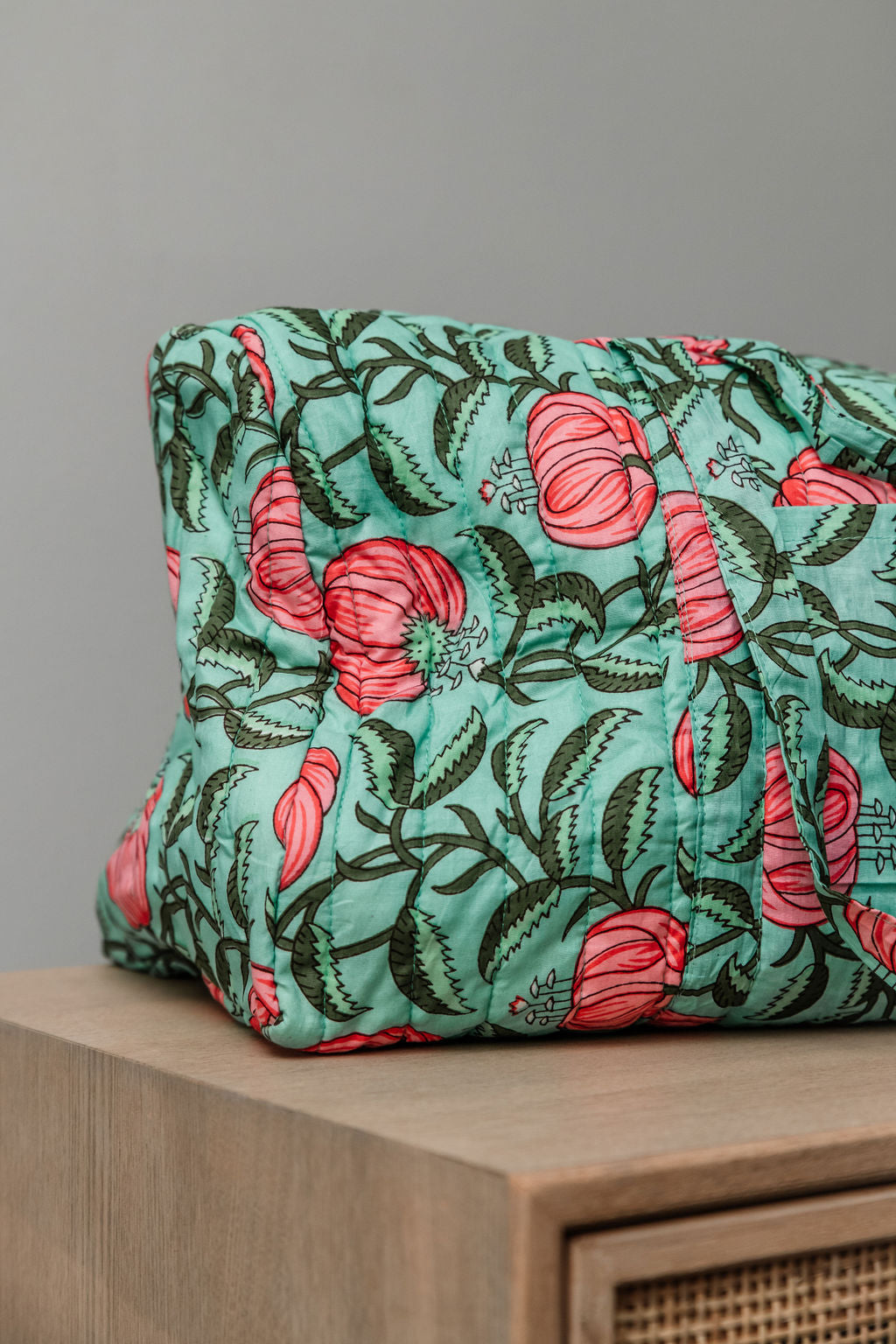 Turquoise Floral Duffle