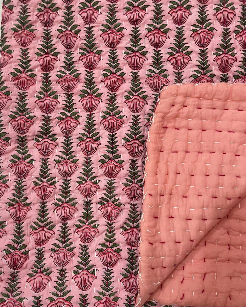 Pink Floral Baby Quilt